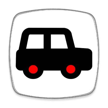 Voiture - Magnet carré - blanc - Devant
