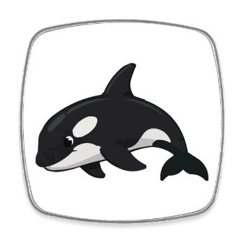Orca Cartoon Black and White Style - Square fridge magnet - white - Front