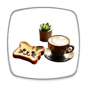 Cute Cat Coffee Latte Art Kawaii - Square fridge magnet - white - Front