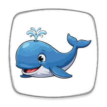 Blue Whale Cartoon - Square fridge magnet - white - Front