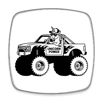 Licorne dans un monster truck - Magnet carré - blanc - Devant