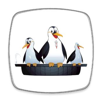 Infusion Pinguine im Bad - Viereckiger Kühlschrankmagnet - Weiß - Vorne