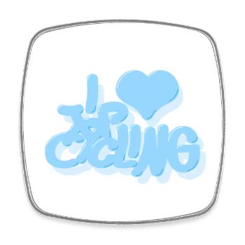 I_love_Cycling_babyblau - Viereckiger Kühlschrankmagnet - Weiß - Vorne