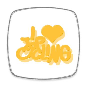 I_love_Cycling_gelb - Square fridge magnet - white - Front