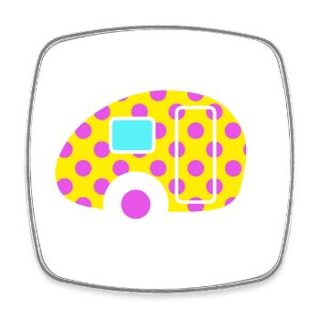 Caravan Vintage Camping Wohnwagen Retro Punkte Dot - Viereckiger Kühlschrankmagnet - Weiß - Vorne