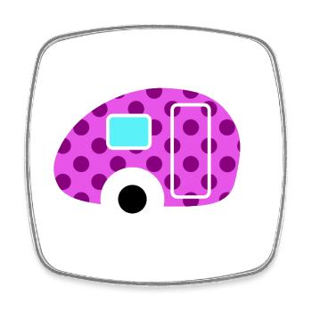 Caravan Wohnwagen rose Dots Punkte Camper Rétro - Magnet carré - blanc - Devant
