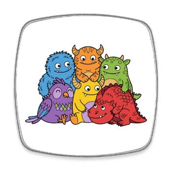 Niedliche Monster - Viereckiger Kühlschrankmagnet - Weiß - Vorne