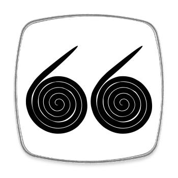 Zahl 66 Schnecken - Viereckiger Kühlschrankmagnet - Weiß - Vorne
