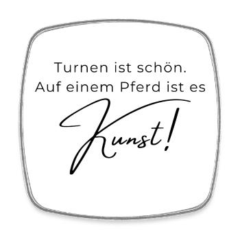 Turnen ist schön: Voltigieren ist Kunst - Viereckiger Kühlschrankmagnet - Weiß - Vorne