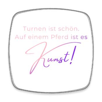 Turnen ist schön: Voltigieren ist Kunst - Viereckiger Kühlschrankmagnet - Weiß - Vorne