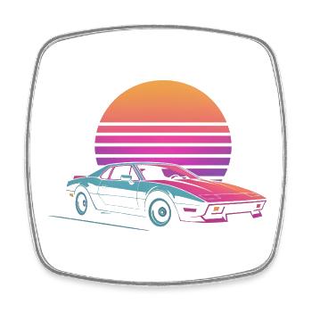 Vaporwave Auto Outrun Sunset 80s Synth - Square fridge magnet - white - Front
