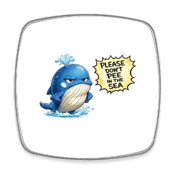 Blue Whale Humor Ocean Vacation - Square fridge magnet - white - Front