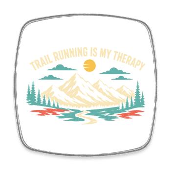 Trailrunning ist meine Therapie - Viereckiger Kühlschrankmagnet - Weiß - Vorne