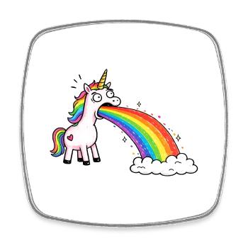 La licorne crache de l’arc-en-ciel dans les nuages - Magnet carré - blanc - Devant