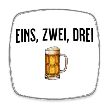 Eins, Zwei, Drei, Bier - Viereckiger Kühlschrankmagnet - Weiß - Vorne
