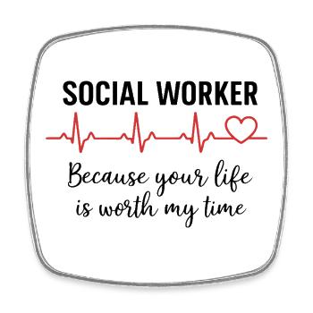 Assistant Social Métier Coeur Battant Cadeau - Magnet carré - blanc - Devant