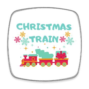 Christmas Train - Viereckiger Kühlschrankmagnet - Weiß - Vorne