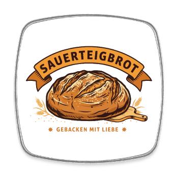 Sauerteigbrot Bäcker Backen Getreide Handwerk  - Viereckiger Kühlschrankmagnet - Weiß - Vorne