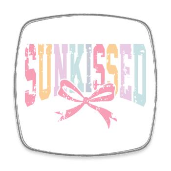 SunKissed Ribbon Pastel Logo Gift Birthday - Square fridge magnet - white - Front