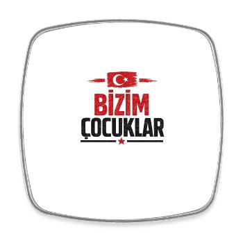 UnsereKinder Türkflagge Logo bizim cocuklar - Viereckiger Kühlschrankmagnet - Weiß - Vorne