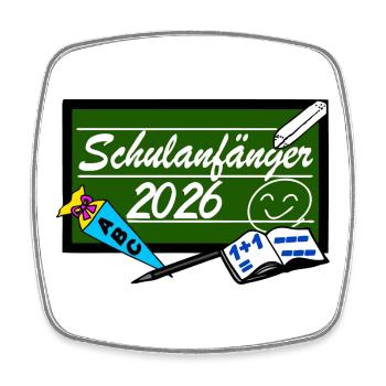 Schulanfänger 2026 - erster Schultag - Viereckiger Kühlschrankmagnet - Weiß - Vorne