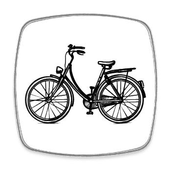 Holland-Fahrrad - Illustration - Viereckiger Kühlschrankmagnet - Weiß - Vorne