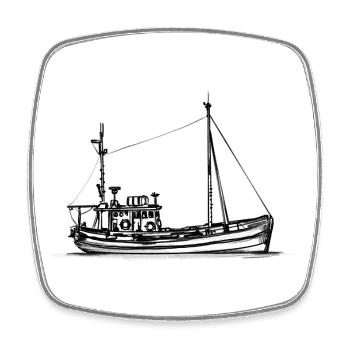Fischkutter & Krabbenkutter - Illustration - Viereckiger Kühlschrankmagnet - Weiß - Vorne