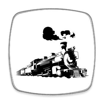 Steam locomotive sketch - Square fridge magnet - white - Front