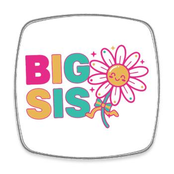 Gender Reveal BIG SIS Big Sister Baby Shower - Square fridge magnet - white - Front