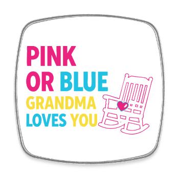 Geschlechterenthüllung Babyparty Rosa oder Blaue Oma - Viereckiger Kühlschrankmagnet - Weiß - Vorne