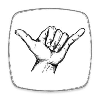 Shaka Surfgruß Handzeichen – Illustration - Viereckiger Kühlschrankmagnet - Weiß - Vorne