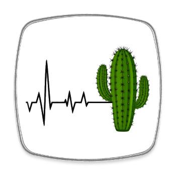 Heartbeat Cactus Design - Square fridge magnet - white - Front