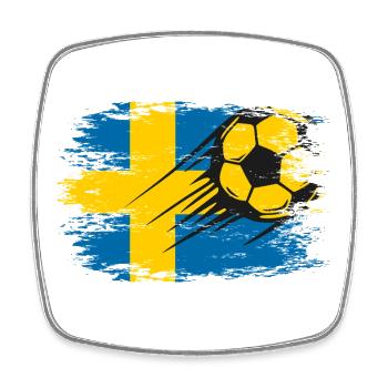 Schwedischer Flaggenfußball im Bewegungslauf - Viereckiger Kühlschrankmagnet - Weiß - Vorne