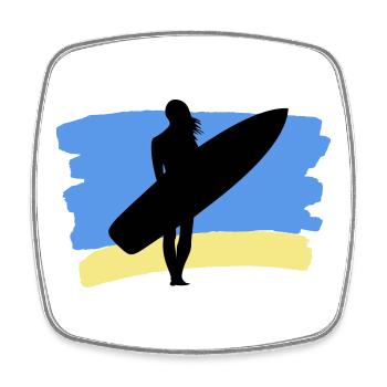 Ambiances de plage – Surfer Girl - Magnet carré - blanc - Devant