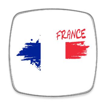 Pinceau à drapeau français - Magnet carré - blanc - Devant