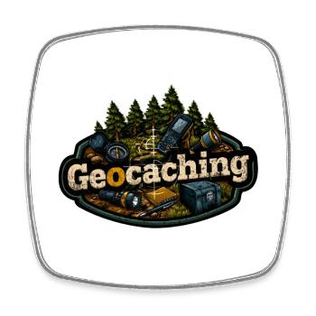 Geocaching - Viereckiger Kühlschrankmagnet - Weiß - Vorne