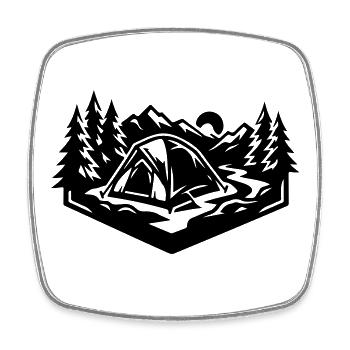 Forêt de camping sous tente - Magnet carré - blanc - Devant