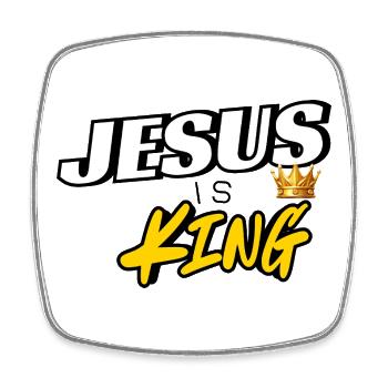 Jesus Is King Crown Graphic Streetwear - Square fridge magnet - white - Front