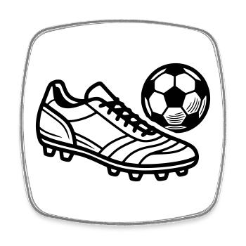 Botteur de football Maillot de football Kicker de terrain - Magnet carré - blanc - Devant
