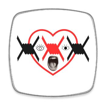 Barbed Heart Scream Graphic - Square fridge magnet - white - Front
