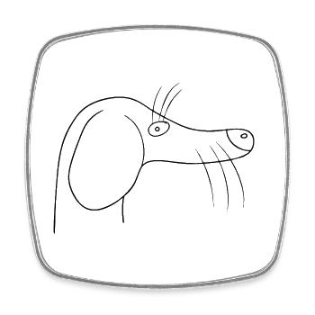 Minimalist Dachshund Head Line Art Drawing - Square fridge magnet - white - Front