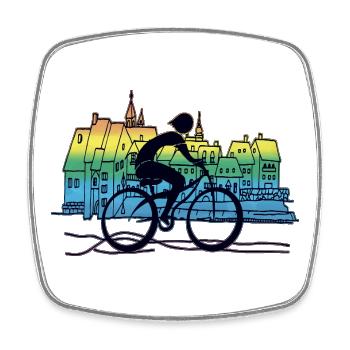 Cycliste - Magnet carré - blanc - Devant