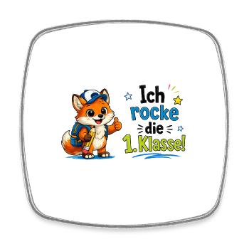 Ich rocke die 1. Klasse Fuchs - Viereckiger Kühlschrankmagnet - Weiß - Vorne