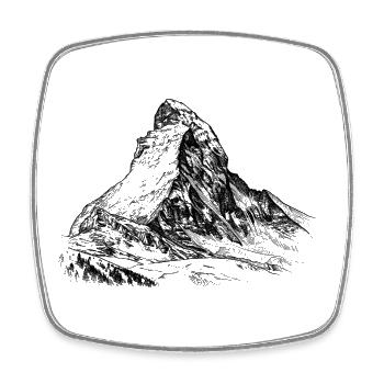 Silhouette du Cervin | Sommet alpin légendaire - Magnet carré - blanc - Devant