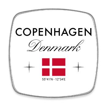 Kopenhagen Dänemark Koordinaten Reise Souvenir - Viereckiger Kühlschrankmagnet - Weiß - Vorne