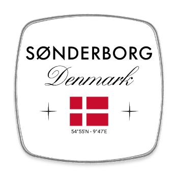 Sonderborg Dänemark Koordinaten Reise Souvenir - Viereckiger Kühlschrankmagnet - Weiß - Vorne