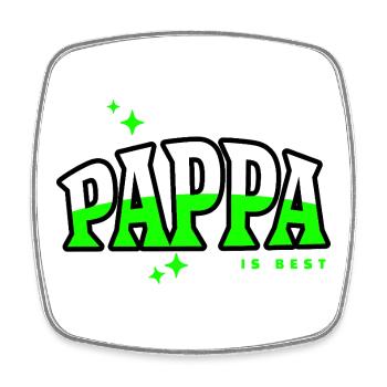 Papa Is Best Neon - Square fridge magnet - white - Front