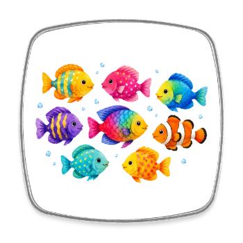 Poissons tropicaux colorés pour les tenues d’été - Magnet carré - blanc - Devant
