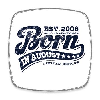 Born in August 2008 - Geburtstag - Geschenk - Viereckiger Kühlschrankmagnet - Weiß - Vorne