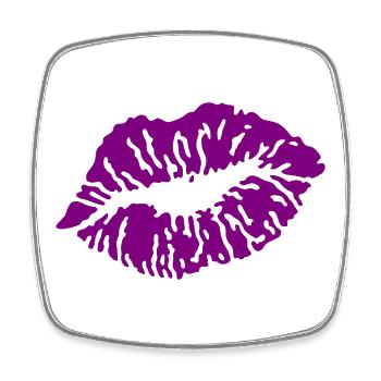 Baiser bouche / Baiser / Baiser / Baiser / Baiser / Amour, Pourpre - Magnet carré - blanc - Devant